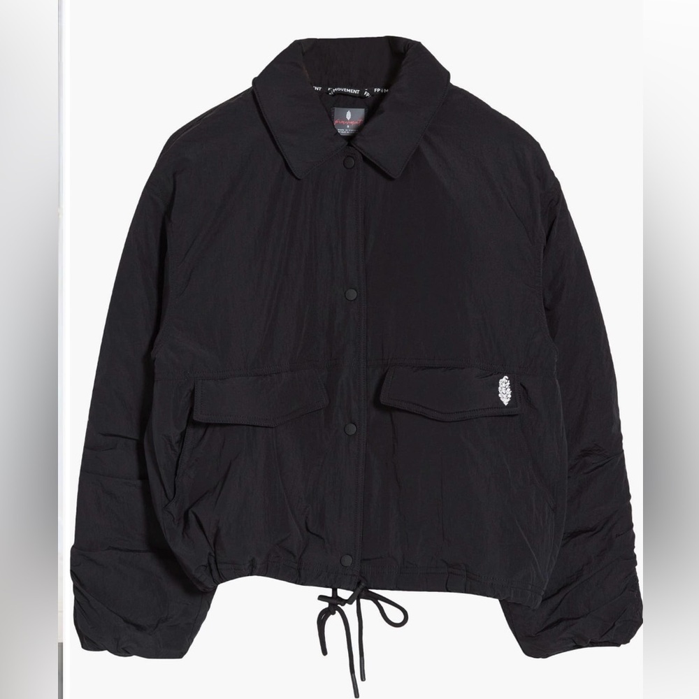 Free People Movement Off The Bleachers Black Button-Up Jacket
